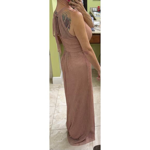 Azazie UPStudio Brea Formal Rose Gold 309 NWT Maxi sleeveless halter A8 metallic - Picture 8 of 11